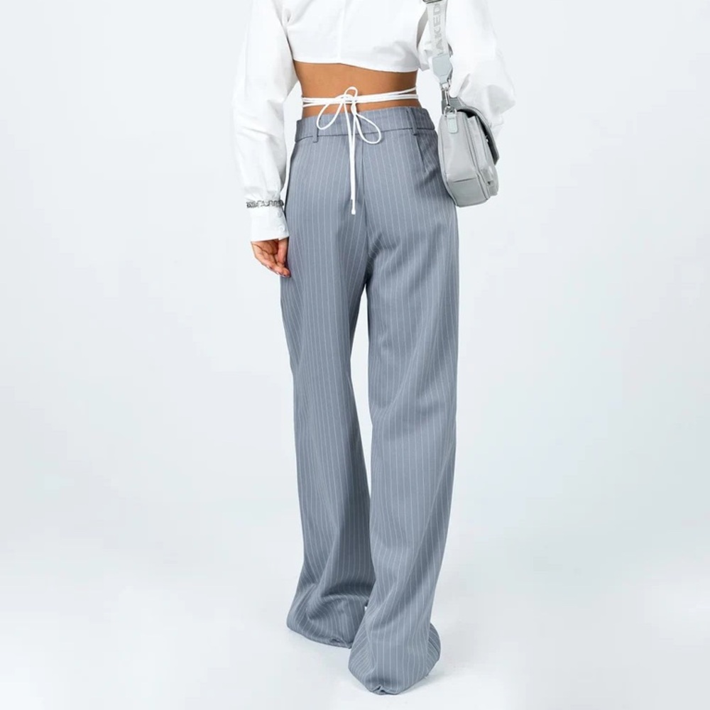 Princess Polly Archer Pants Pinstripe Grey Petite - Picture 9 of 12